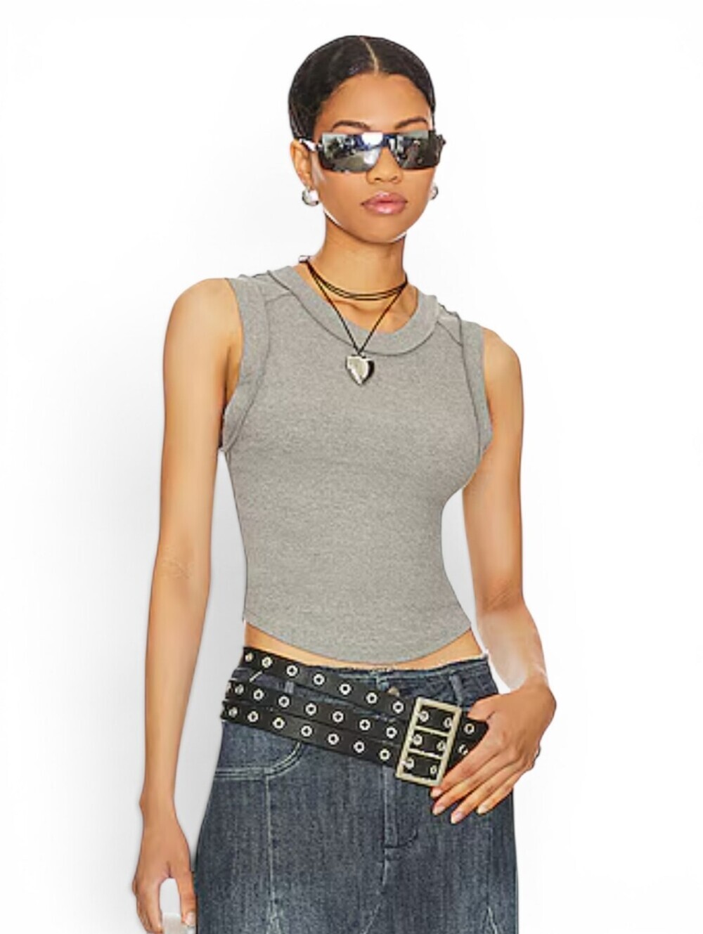 Free People We The Free Kate Sleeveless Crewneck Tank In Heather Gray Sz Med NWT